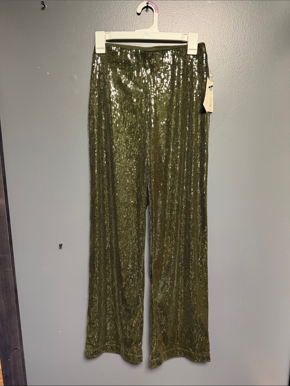 NWT Target A New Day Sparkly Green Sequin Wide Leg Pants XS